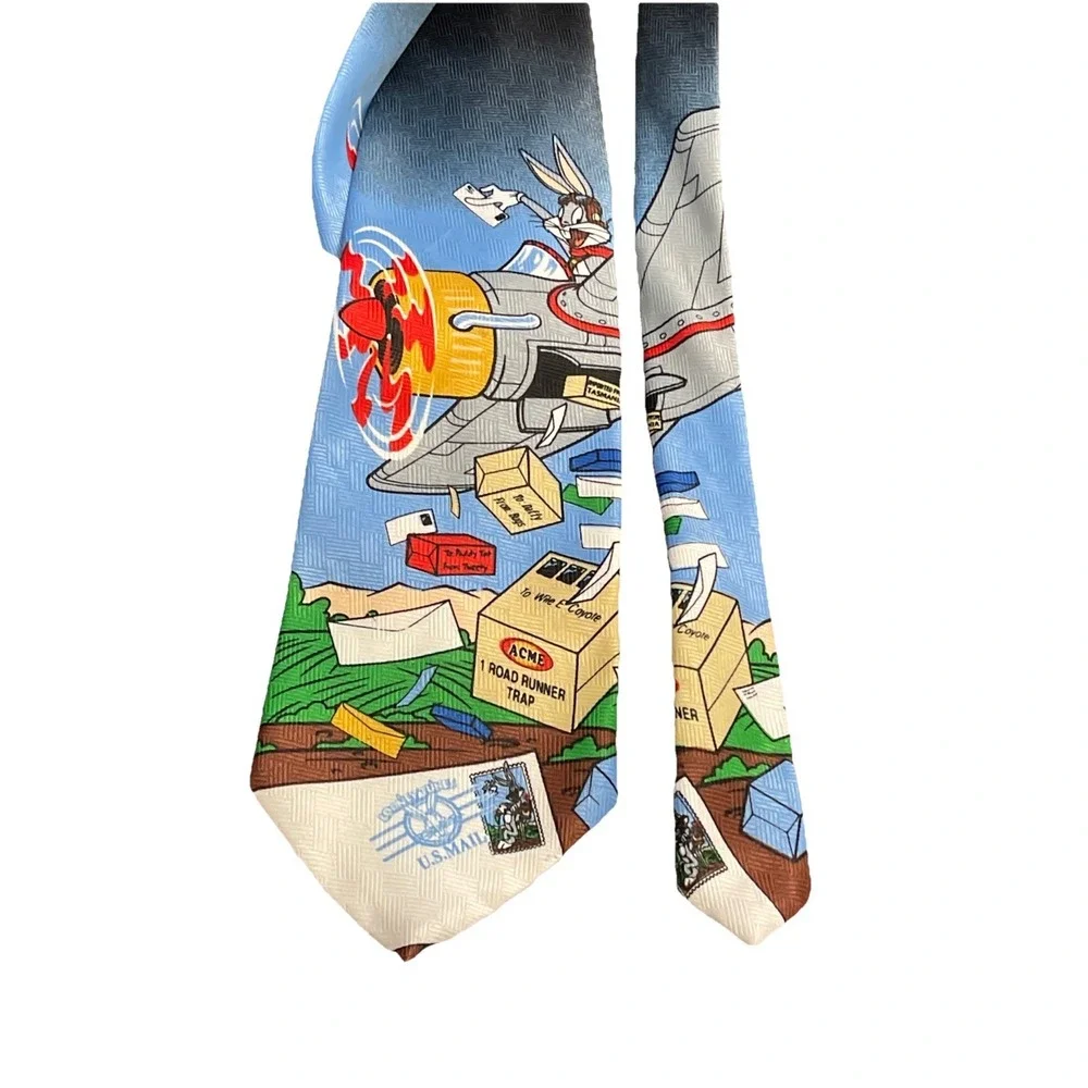 Vintage 1997 Looney Tunes Bugs Bunny Novelty Silk Necktie Unique 4x58